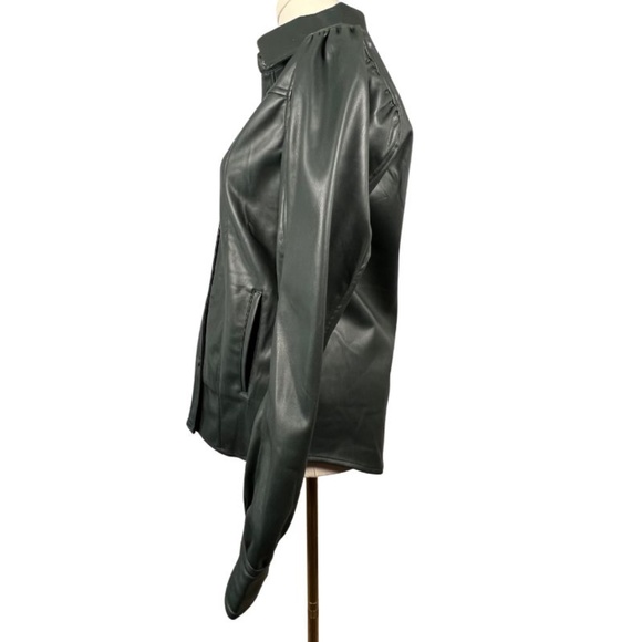 NWT Blank NYC Dark Green, Faux Leather, Snap Closure Button Down (XS) - Picture 7 of 9